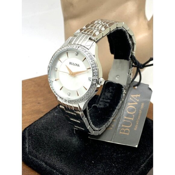 Bulova Women's Watch 96L283 Mother of Pearl Dial Silver Steel Crystal Ac… - Picture 14 of 14
